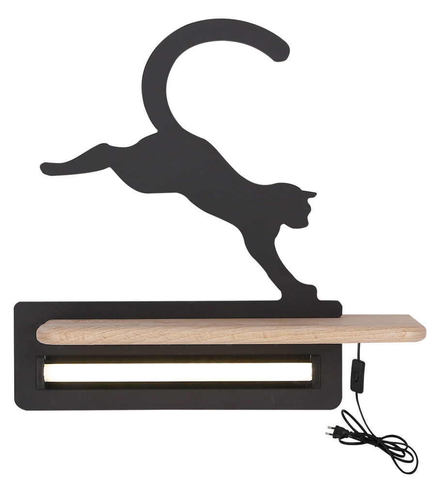Lampka kinkiet półeczka LED 5W Cat Kids czarny Candellux 21-84439