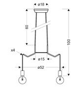 Lampa wisząca sufitowa biała matowa oprawa 4x40W Basso Candellux 34-71002