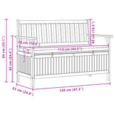 Ławka z miejscem do przechowywania 2 -Seater 120 x 63 x 84 cm
