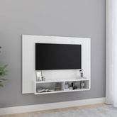vidaXL Wisząca szafka pod TV, biała, wysoki połysk, 120x23,5x90 cm