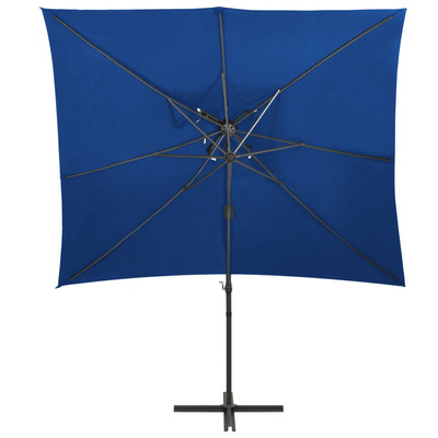 vidaXL Parasol wiszący z podwójną czaszą, lazurowy, 250x250 cm
