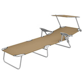 vidaXL Składany leżak z daszkiem, stalowy, taupe