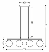 Carrine lampa wisząca drewniany 4x40W E14 klosz biały