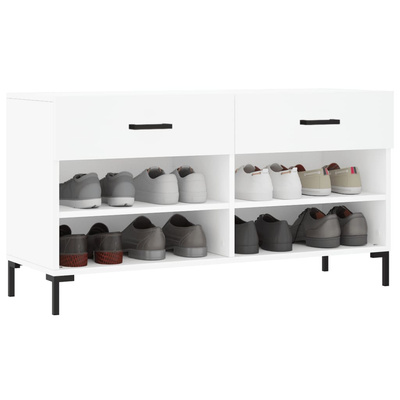 Ławka z miejscem na buty, biała, 102x35x55 cm
