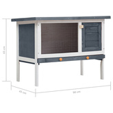 Klatka dla królika, 1 poziom, szara, drewniana