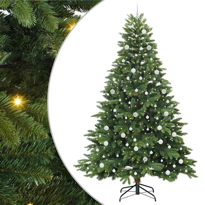 Sztuczna choinka z 300 diodami LED Zielony 240 cm PE i PVC