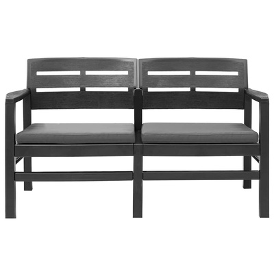 Ławka ogrodowa z poduszkami, 2-os., 133 cm, plastik, antracyt