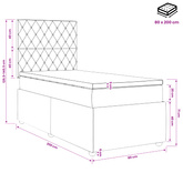 Łóżko z box spring LED z materacem jasnoszary 80 x 200 cm Welur
