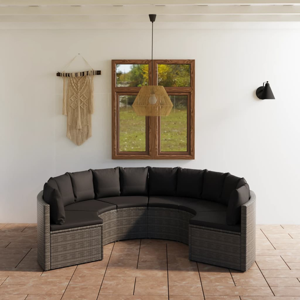 6-częściowa sofa do ogrodu, z poduszkami, polirattan, szara