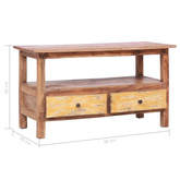 vidaXL Szafka pod TV, 90 x 40 x 50 cm, lite drewno z odzysku