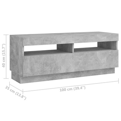 vidaXL Szafka pod TV z oświetleniem LED, szarość betonu, 300x35x40 cm
