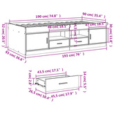 Łóżko dzienne z szufladami, bez materaca, białe, 90x190 cm