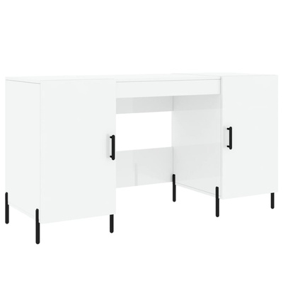 vidaXL Biurko białe z połyskiem, 140x50x75 cm, materiał drewnopochodny