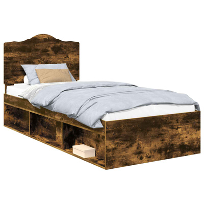Ramka łóżka Dąb wędzony 90 x 190 cm Lite drewno sosnowe