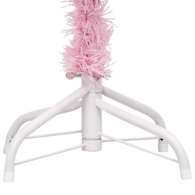 vidaXL Sztuczna choinka z lampkami i bombkami, różowa, 120 cm, PVC