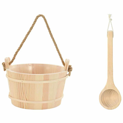Wiadro saunowe 2 pcs Brązowy Lite drewno sosnowe i konopie
