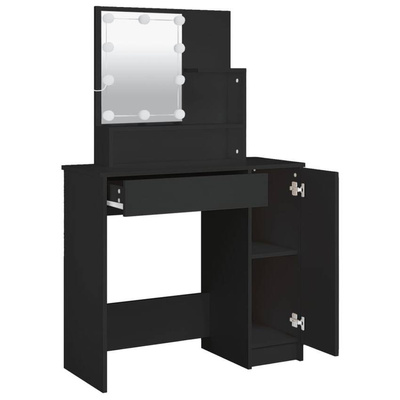vidaXL Toaletka z oświetleniem LED, czarna, 86,5x35x136 cm