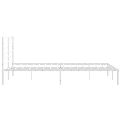 Metalowa rama łóżka z wezgłowiem, biała, 200x200 cm