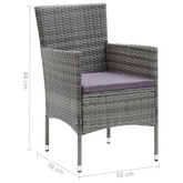 9-cz. zestaw mebli ogrodowych z poduszkami, polirattan, szary