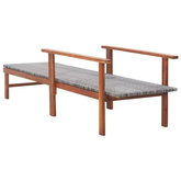 vidaXL Leżak, polirattan i lite drewno akacjowe, szary