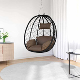Wiszące krzesło jajo kawowy 91,5 x 54,5 x 107 cm polirattan