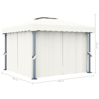 vidaXL Altana ogrodowa z zasłonami, 3 x 3 m, kremowa, aluminium
