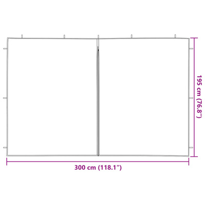 Ściana boczna namiotu na imprezy 2 pcs czerwony 300 x 195 cm