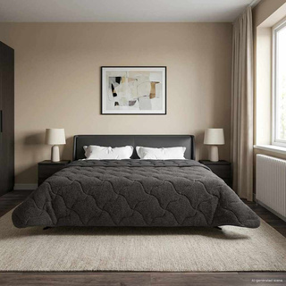 Zimowa Kołdra Antracyt 240 x 260 cm Mikrofibra i Fleece Teddy