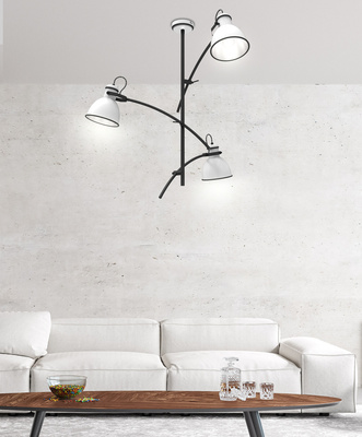 Lampa sufitowa biało-czarna regulowana 3x60W Zumba Candellux 33-72061