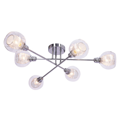 Lampa sufitowa chromowa szklany klosz z koszyczkiem 6x40W Dixi Candellux 36-61362