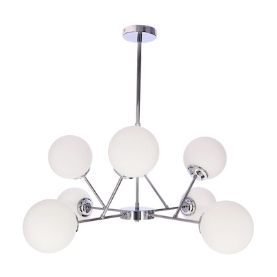 BELWEDER lampa wisząca chromowy 8x40W E14 klosz biały 38-39866