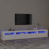 Szafka pod TV z oświetleniem LED, biała, 240x35x40 cm