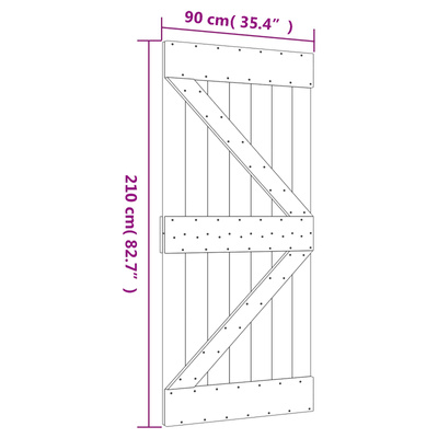 Drzwi przesuwne 90 x 210 cm Lite drewno sosnowe