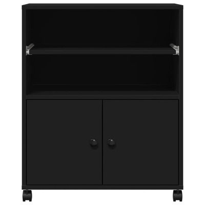 Szafka pod drukarkę, z kółkami, czarna, 60x48x74 cm