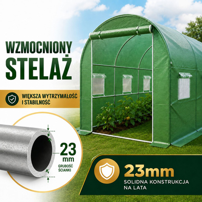 Tunel Ogrodowy Foliowy Szklarnia Na Warzywa Okna Zielony UV 4,5x2x2 M 9M²