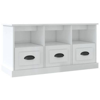 vidaXL Szafka pod TV, wysoki połysk, biała, 100x35x50 cm