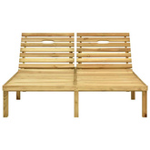 vidaXL Leżak podwójny z jasnozielonymi poduszkami impregnowana sosna