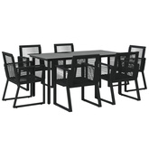 7-częściowy zestaw mebli ogrodowych, czarny, rattan PVC