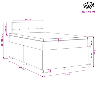 Łóżko Box Spring z materacem i LED Ciemnozielony 120 x 190 cm