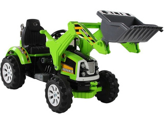 Traktor Koparko-Ładowarka Na Akumulator Dla Dzieci Z Ruchomą Łyżką Zielona