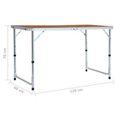 vidaXL Składany stolik turystyczny, aluminiowy, 120x60 cm
