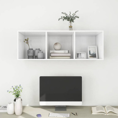 vidaXL Wisząca szafka pod TV, biała, 37x37x107 cm