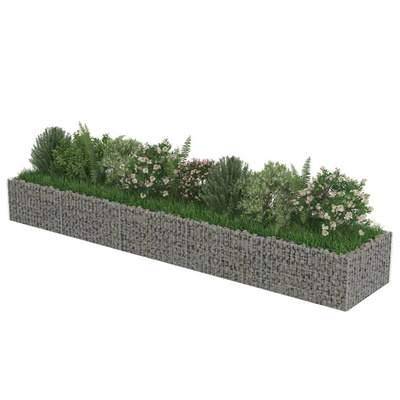 vidaXL Podwyższona donica gabionowa, galwanizowana stal, 450x90x50 cm