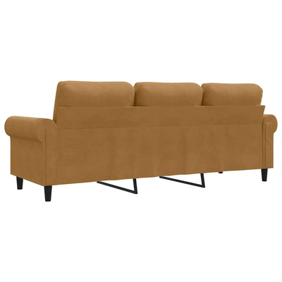 Sofa 3-osobowa, brązowa, 180 cm, tapicerowana aksamitem