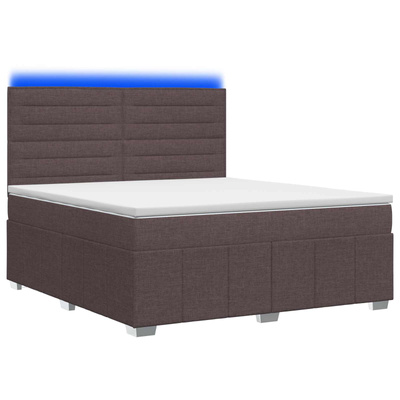 Łóżko z box spring LED z materacem Ciemny brąz 180 x 200 cm