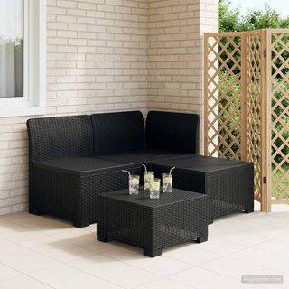 Sofa Ogrodowa 3-osobowa Rattanowa 3-osobowy PP antracytowy