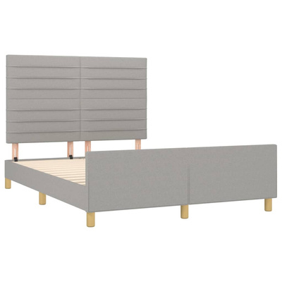 vidaXL Rama łóżka z zagłówkiem, jasnoszara, 140x190 cm, obity tkaniną model standard