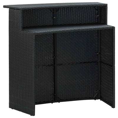 4-cz. zestaw barowy do ogrodu, z poduszkami, rattan PE, czarny