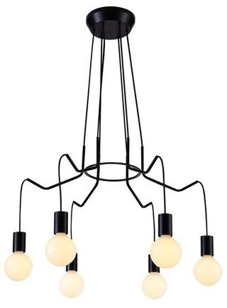 Lampa wisząca Basso sześciopunktowa czarna matowa nad stół do jadalni