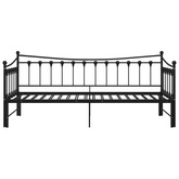 Sofa z wysuwaną ramą łóżka, czarna, metalowa, 90x200 cm